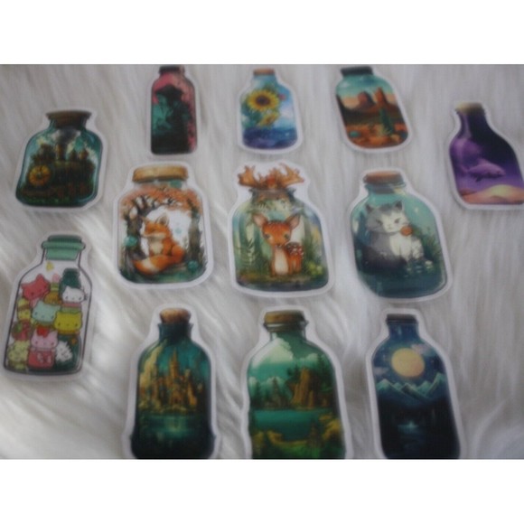 50 pcs Bottle Unique Shaped  Stickers Vinyl Decals Theme Variety Waterproof NIP - Picture 5 of 6